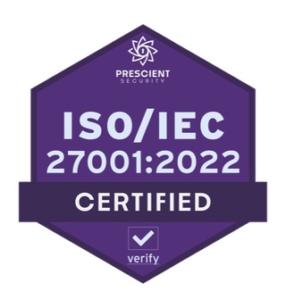 ISO/IEC 27001:2022 Certified バッジ(Prescient Security)